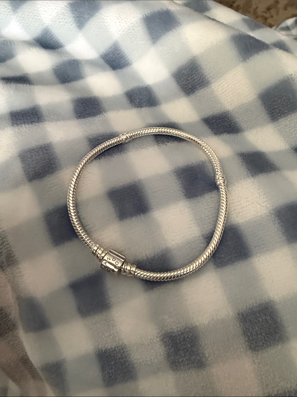 Silver Pandora Moments Barrel Clasp Snake Chain Bracelet